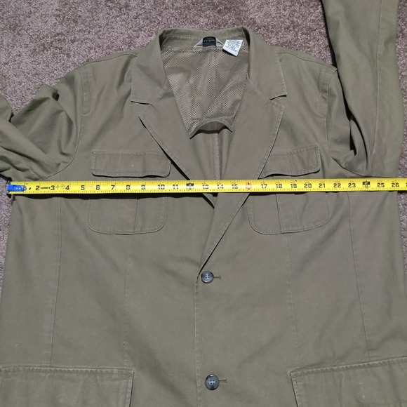 LL Bean Sport Coat Men 50 T Tan Blazer Safari Field Jacket Military Elbow Patch - Picture 5 of 8